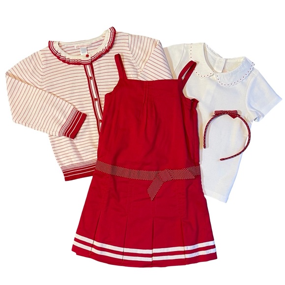 Janie and Jack Seaside Getaway White and Red Polka Dot Tights 4T-5T - Picture 4 of 5